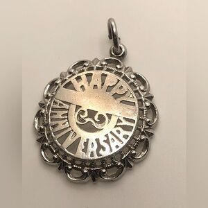 STERLING Silver Happy Anniversary Charm / Pendant - Vintage
